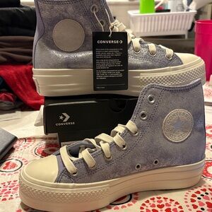 Converse High-Top Sneakers Purple glitter/Cream NEW 7.5womens 5.5 European size